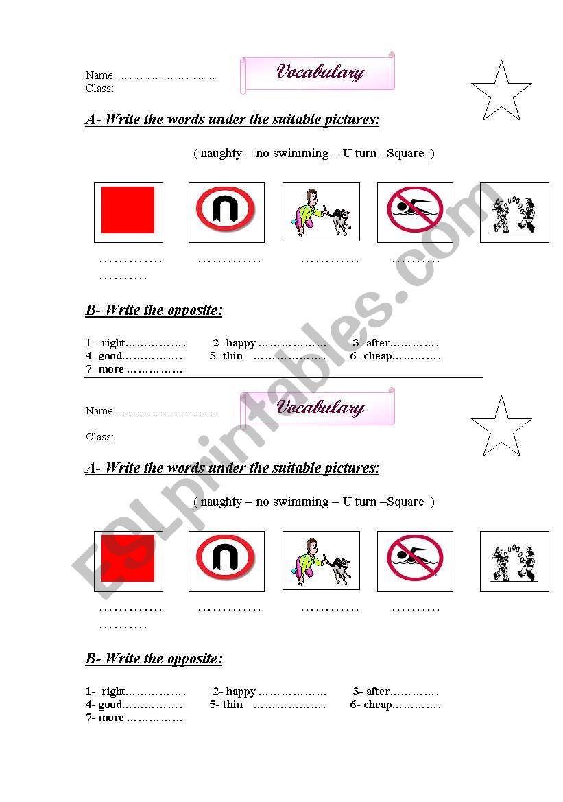 signs worksheet