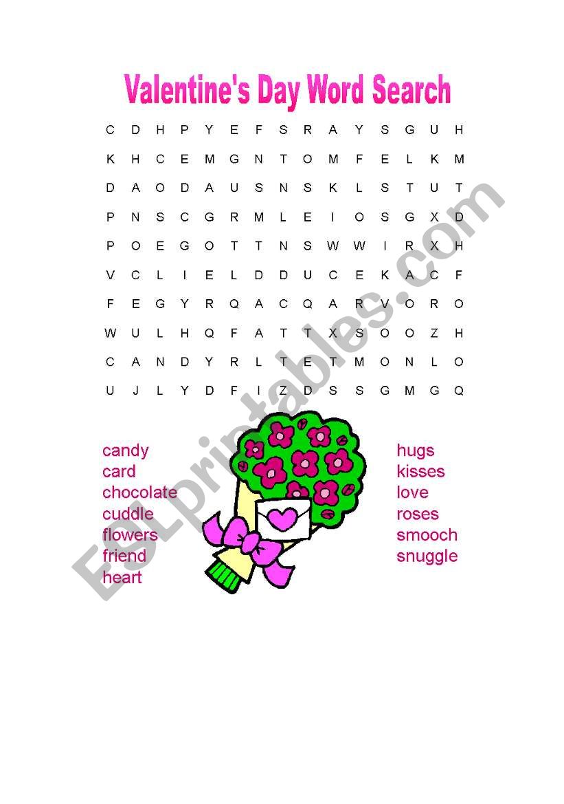 Valentine´s Day wordsearch - ESL worksheet by gombit