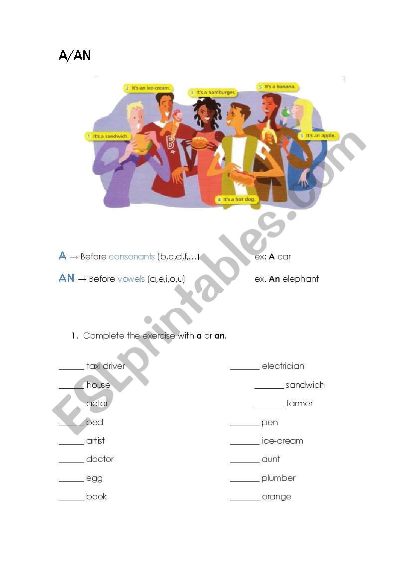 A/AN worksheet