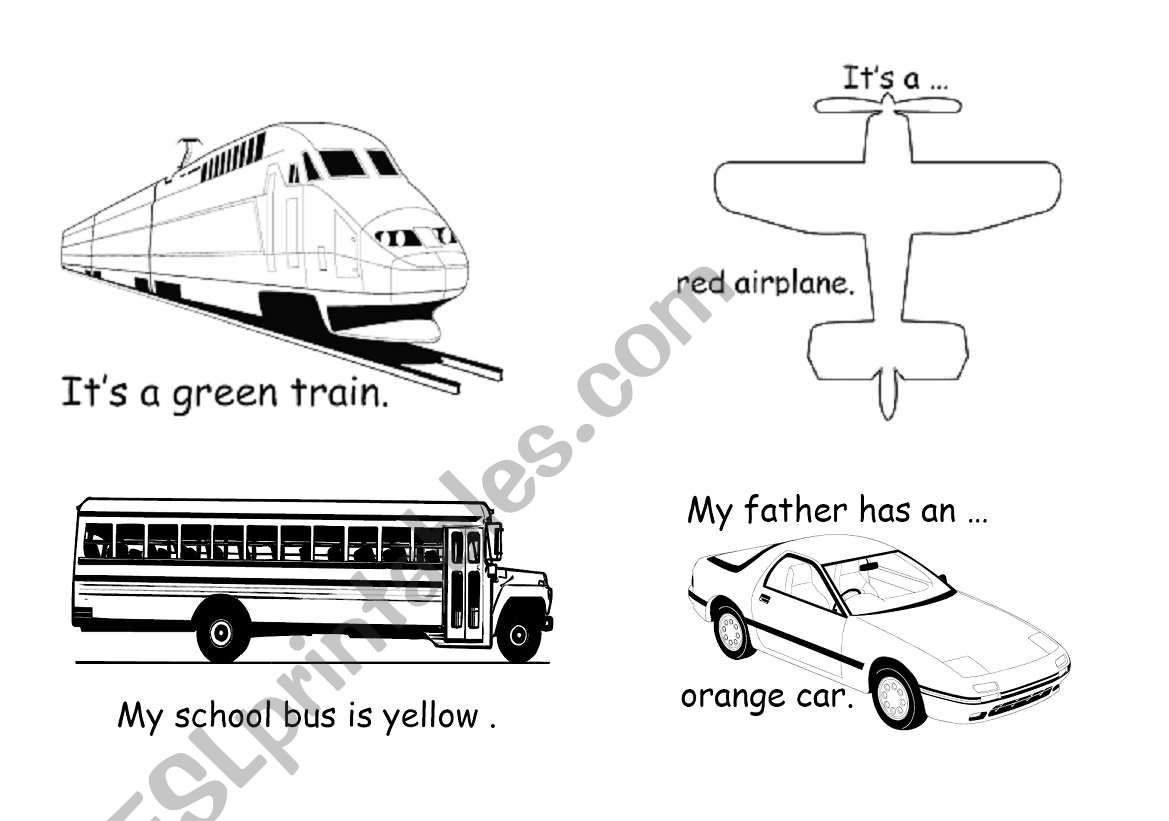 transport - vehicles to colour