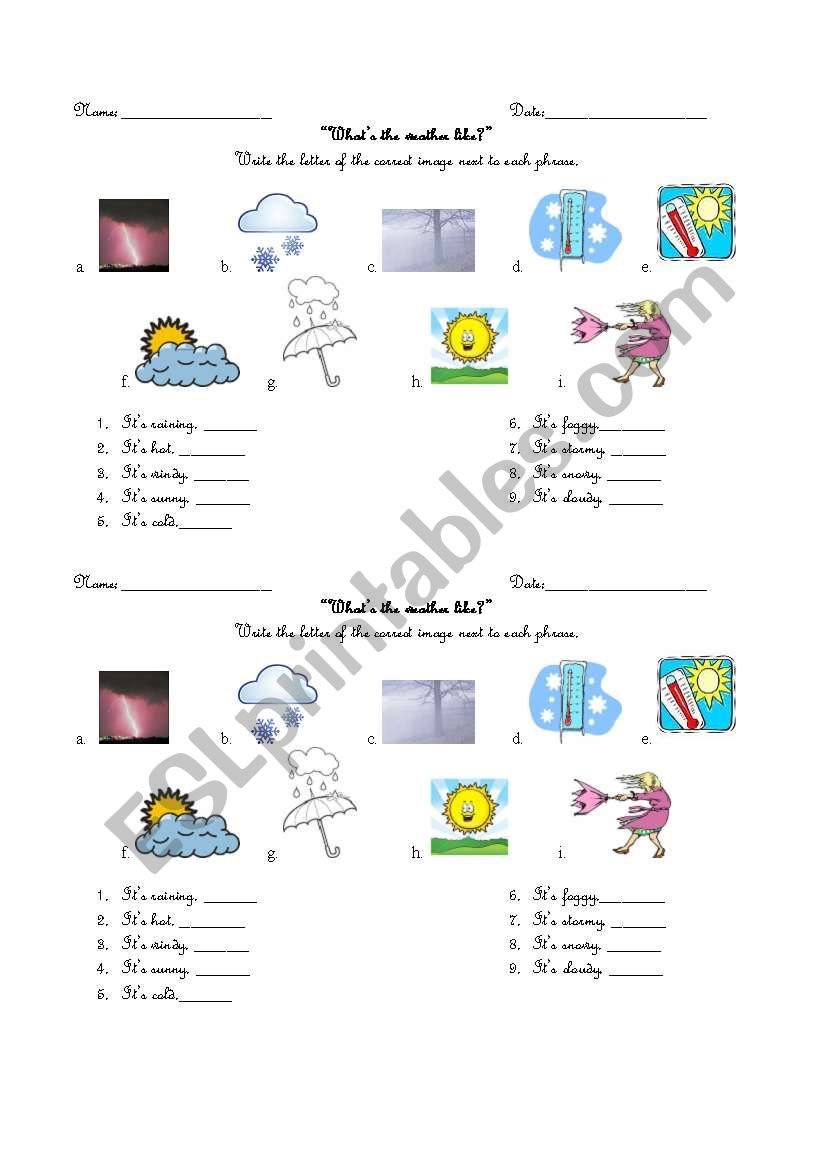 What´s The Weather Like? - ESL Worksheet By Celineclark