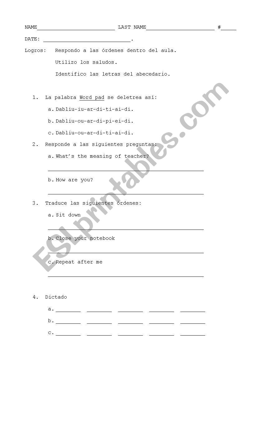 ALPHABET - VOCABULARY worksheet