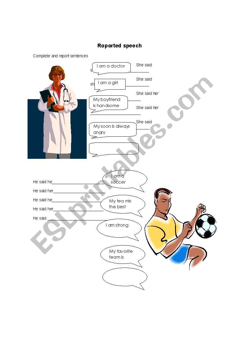 reported speech worksheet