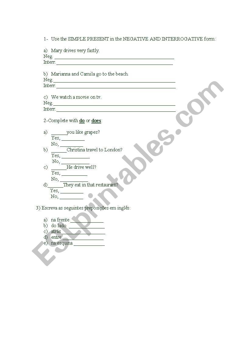 simple present worksheet