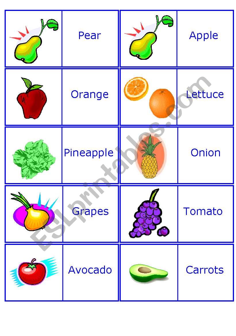 Fruits and Vegetables dominoes