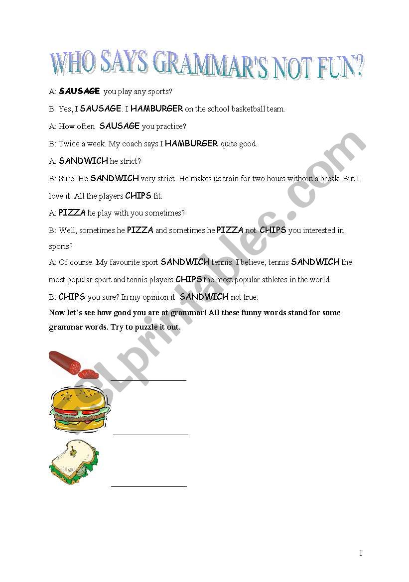 Grammar can be fun! worksheet