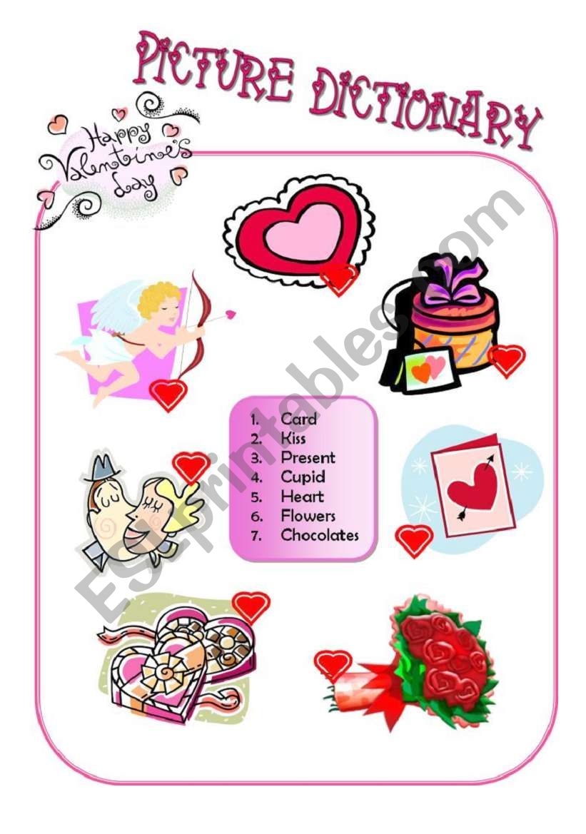 Valentine´s picture dictionary - ESL worksheet by joanica