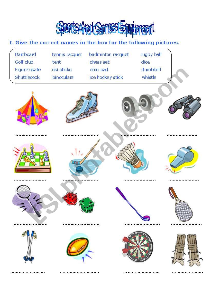 Sport And Games Equipment - ESL worksheet by tonix_toon