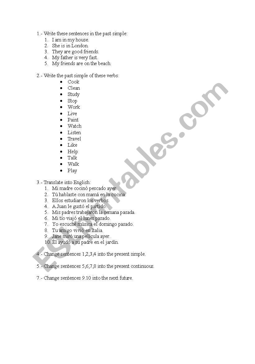 simple past worksheet