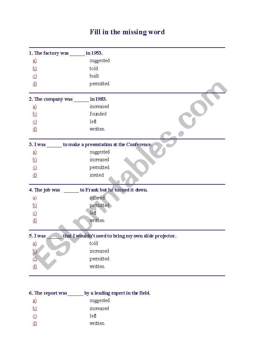 Multiple verb choice  in passive sentences