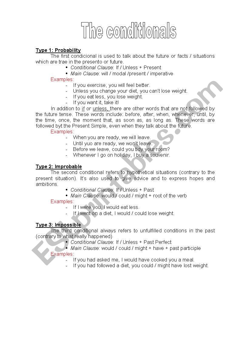 the conditionals grammar and exercises