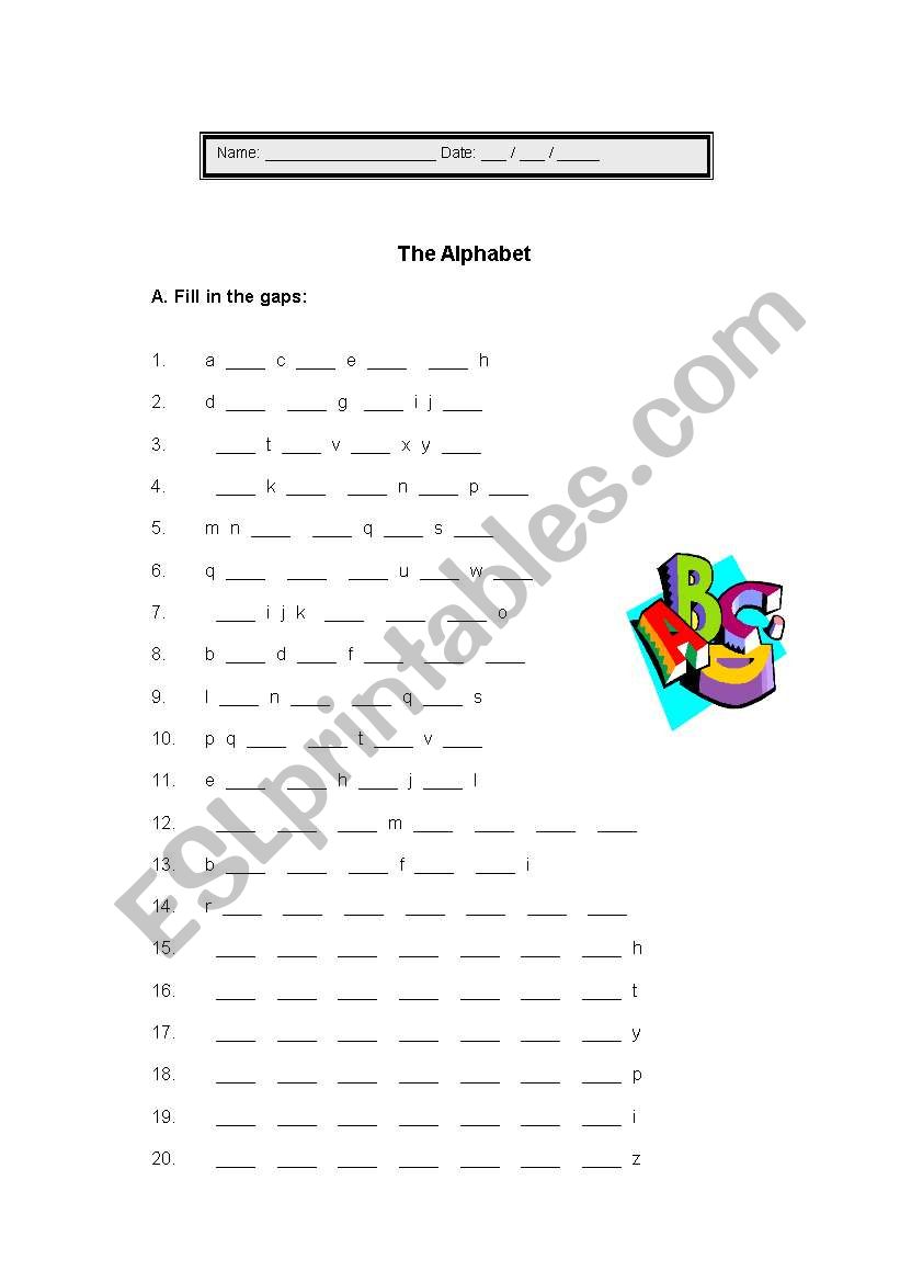 The Alphabet worksheet