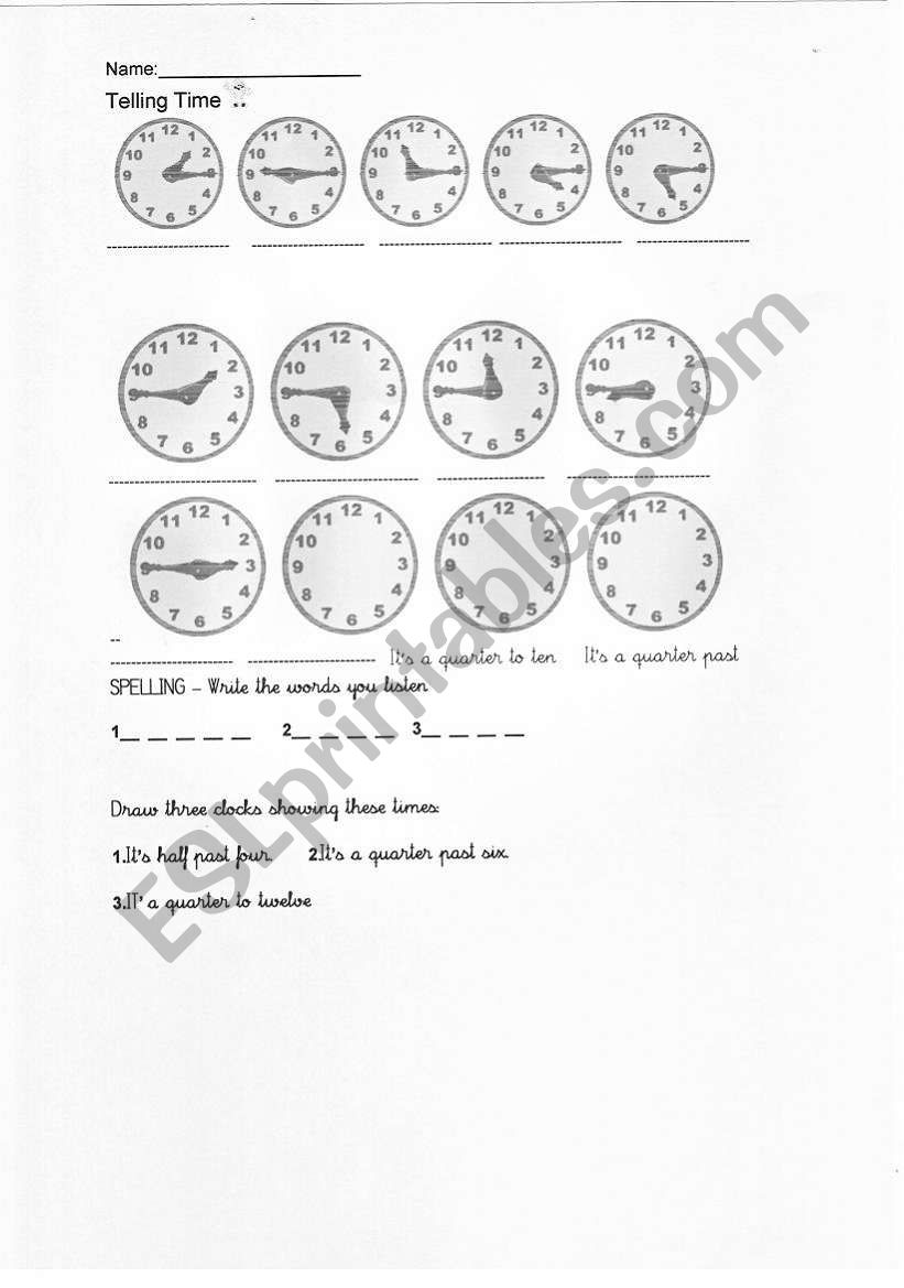 TIME worksheet