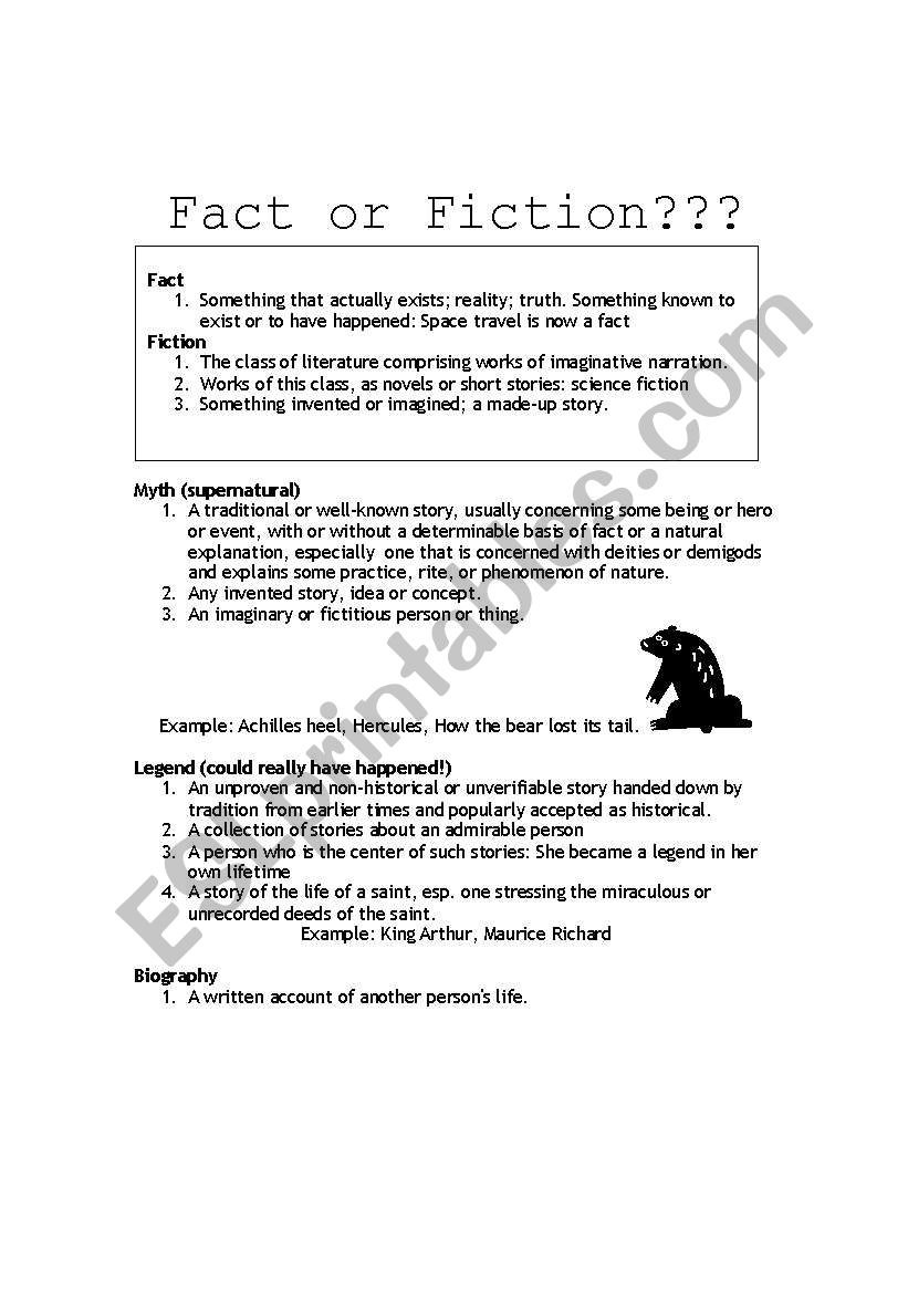 fact or fiction worksheet