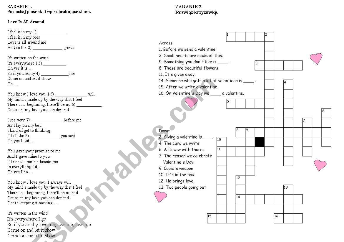 saint valentines day worksheet