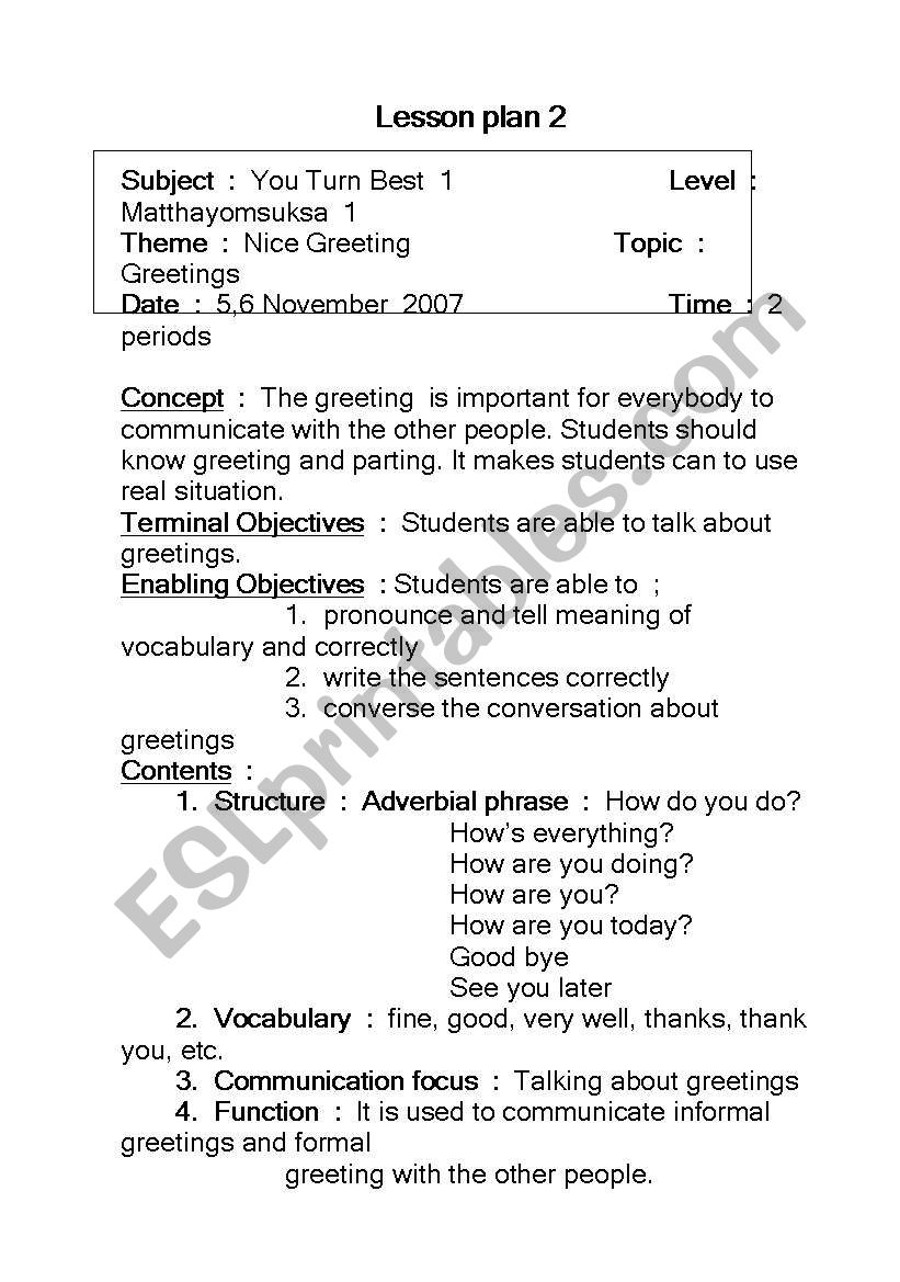 nice greeting worksheet