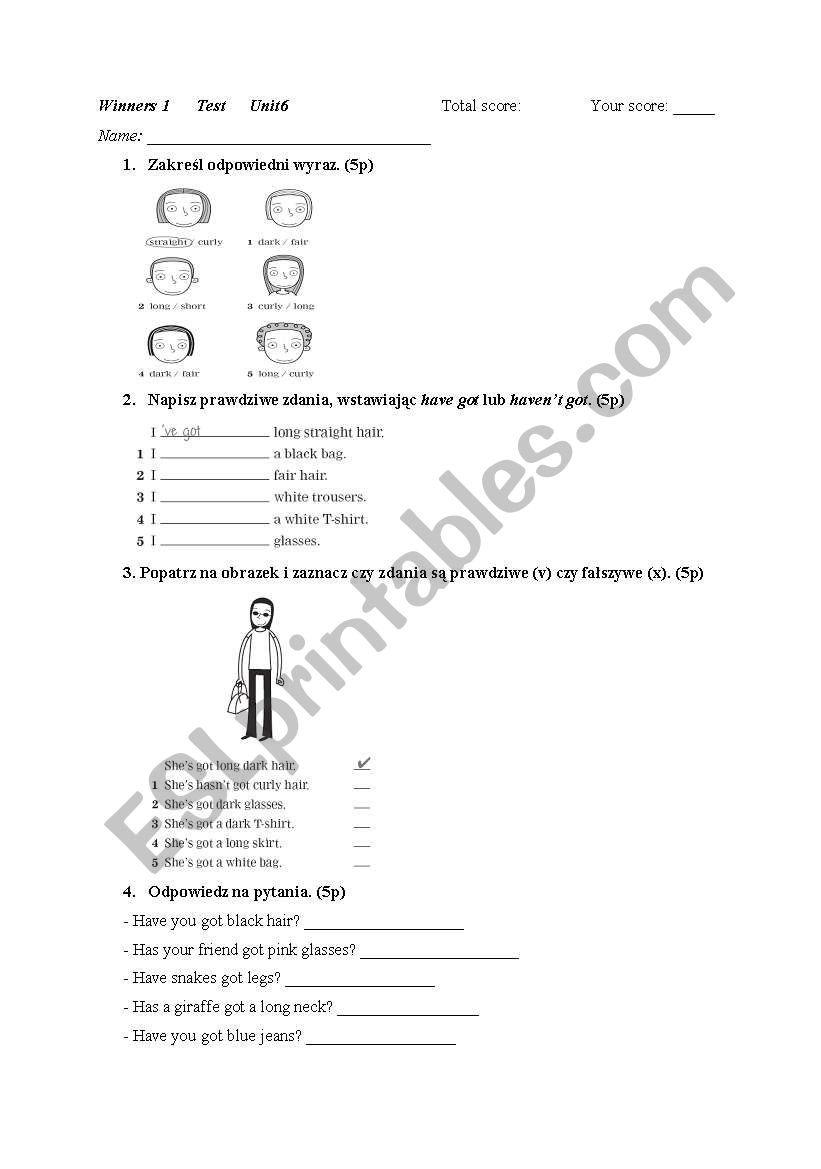 describing people, test winners