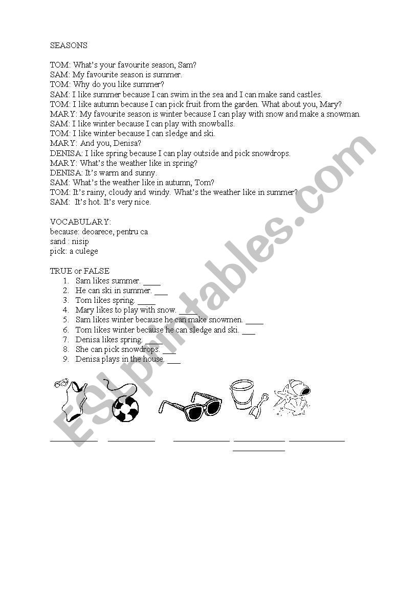 seasons worksheet