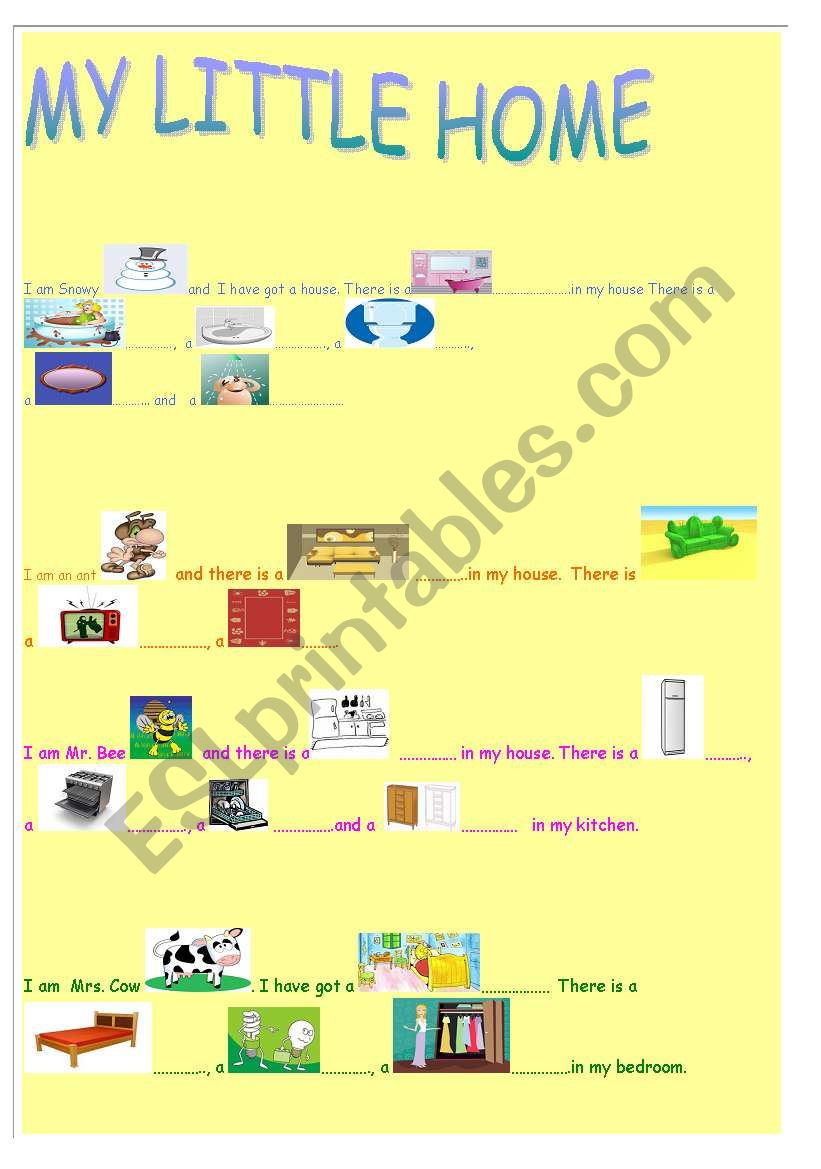 household items worksheet