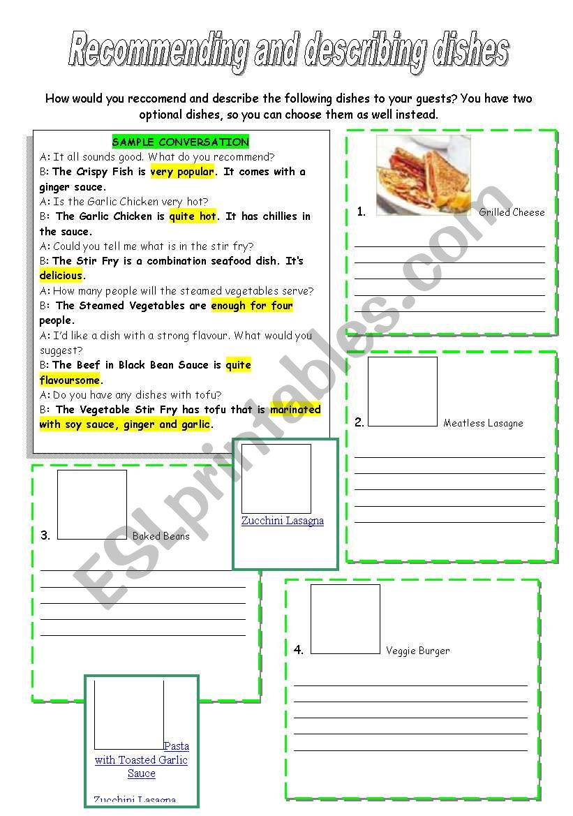 Waiter´s Worksheet - ESL Worksheet By Borna