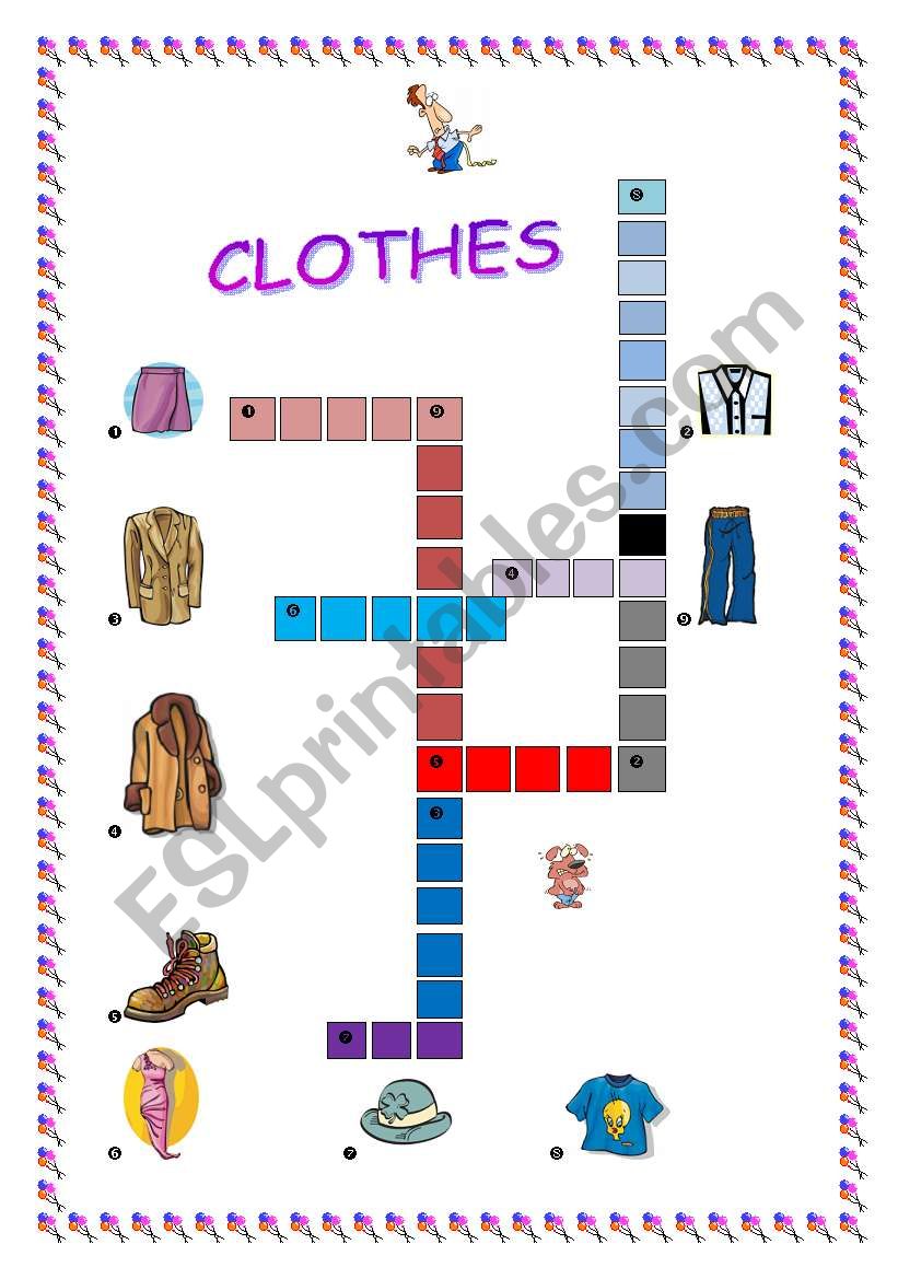 clothes crossword worksheet