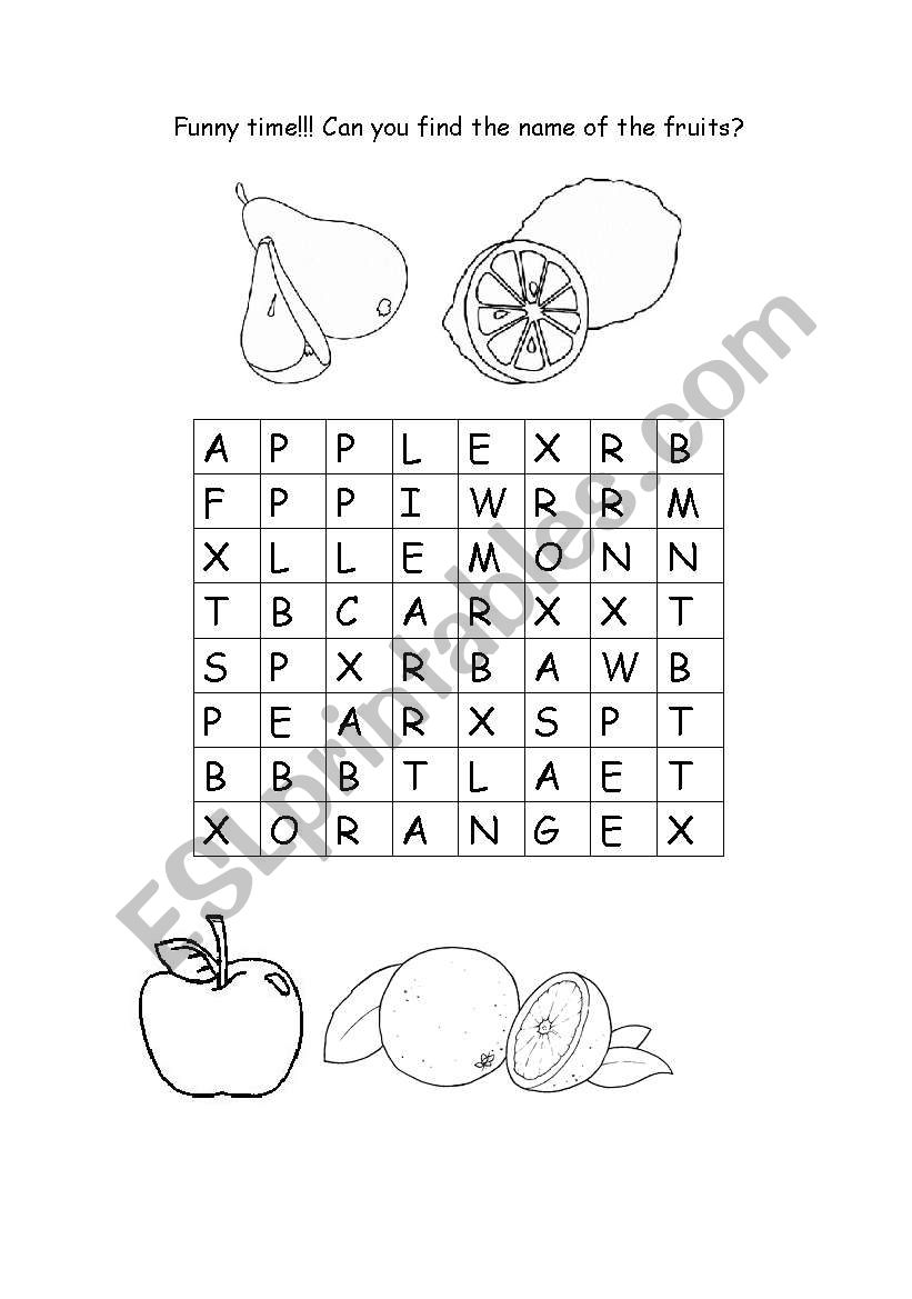 Fruits worksheet