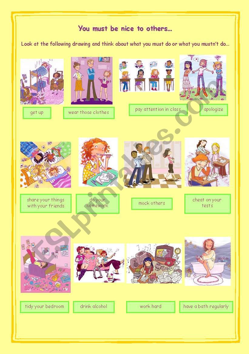 MUST - MUSTN´T - ESL worksheet by Tinette