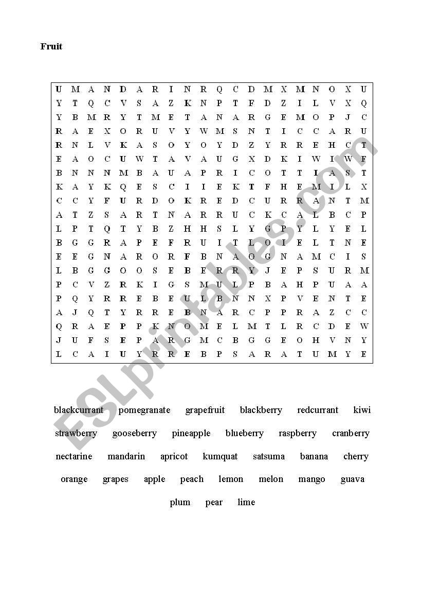 Fruits worksheet