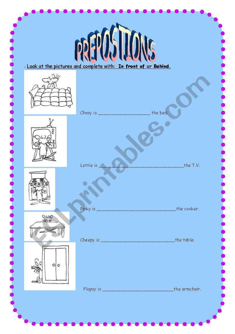 PREPOSITIONS IN FRONT OF/BEHIND