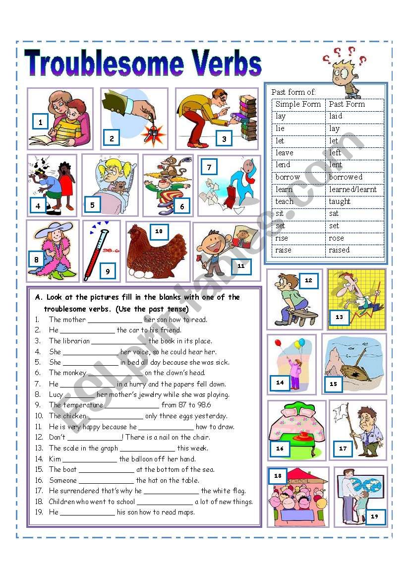 Troublesome Verbs Practice ESL Worksheet By Missola