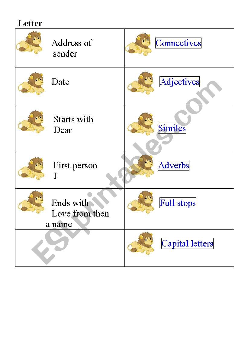 Writing a letter worksheet