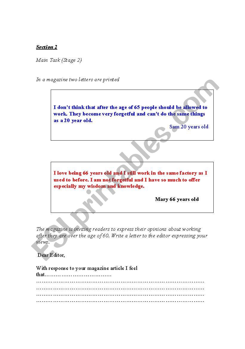 age worksheet