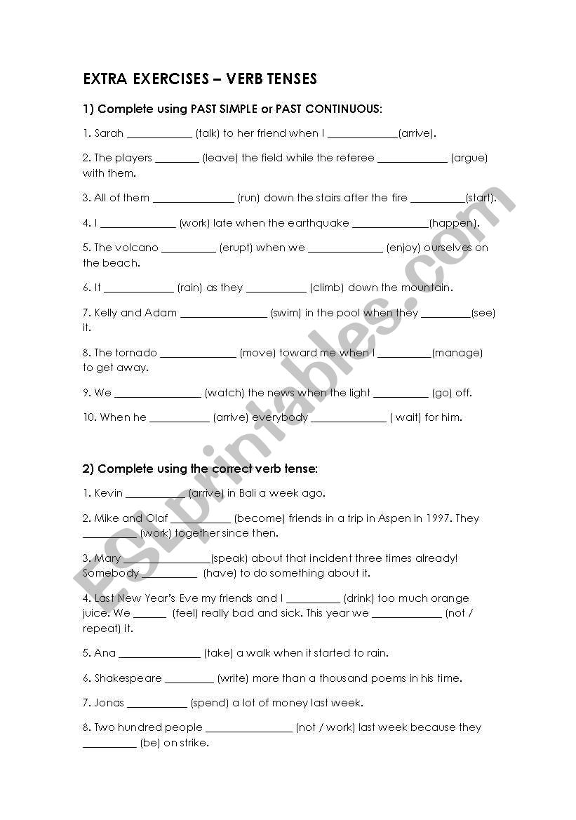 Verb Tenses worksheet