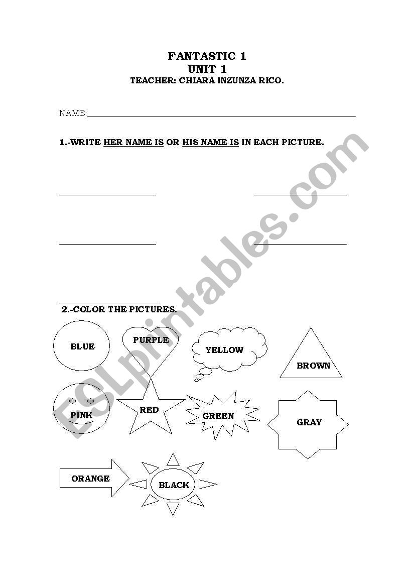 HER,HIS AND COLORS worksheet