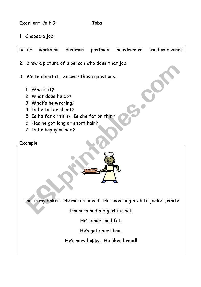 Jobs Draw and Write worksheet