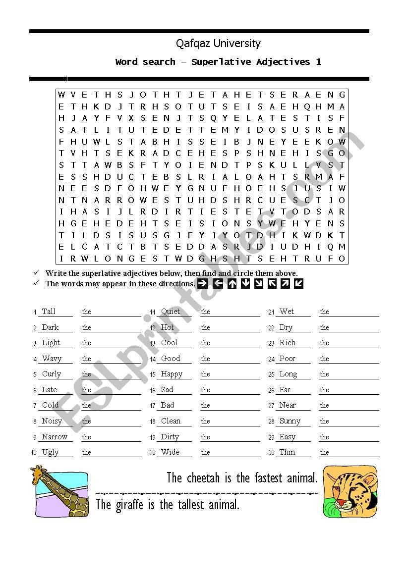 superlatives worksheet