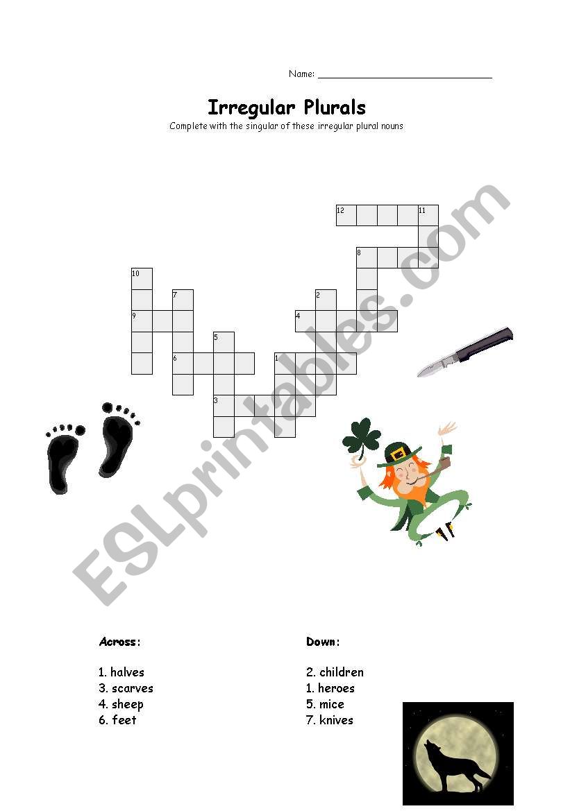 English worksheets: Irregular plurals