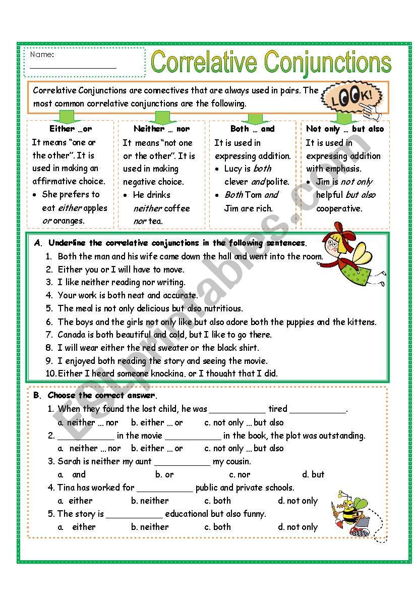 Correlative Conjunctions Exercises With Answers Pdf Exercise Poster