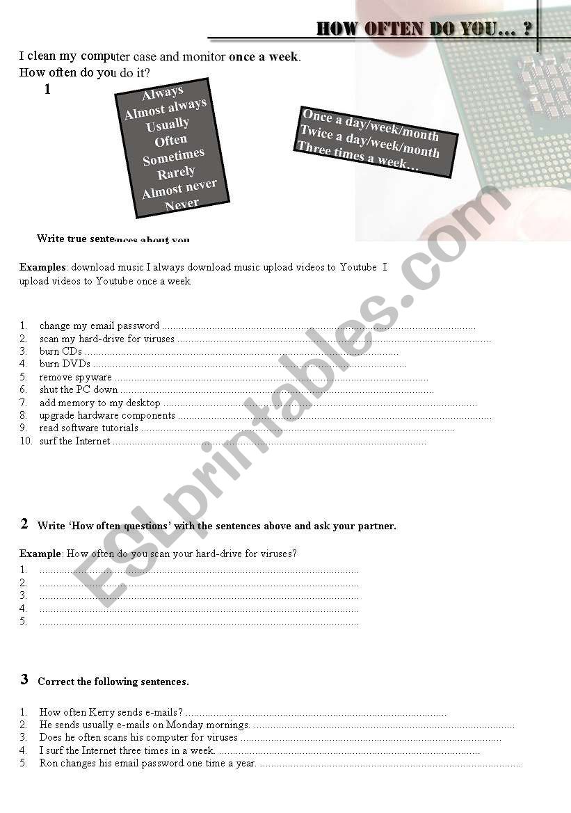 How often do you...? worksheet