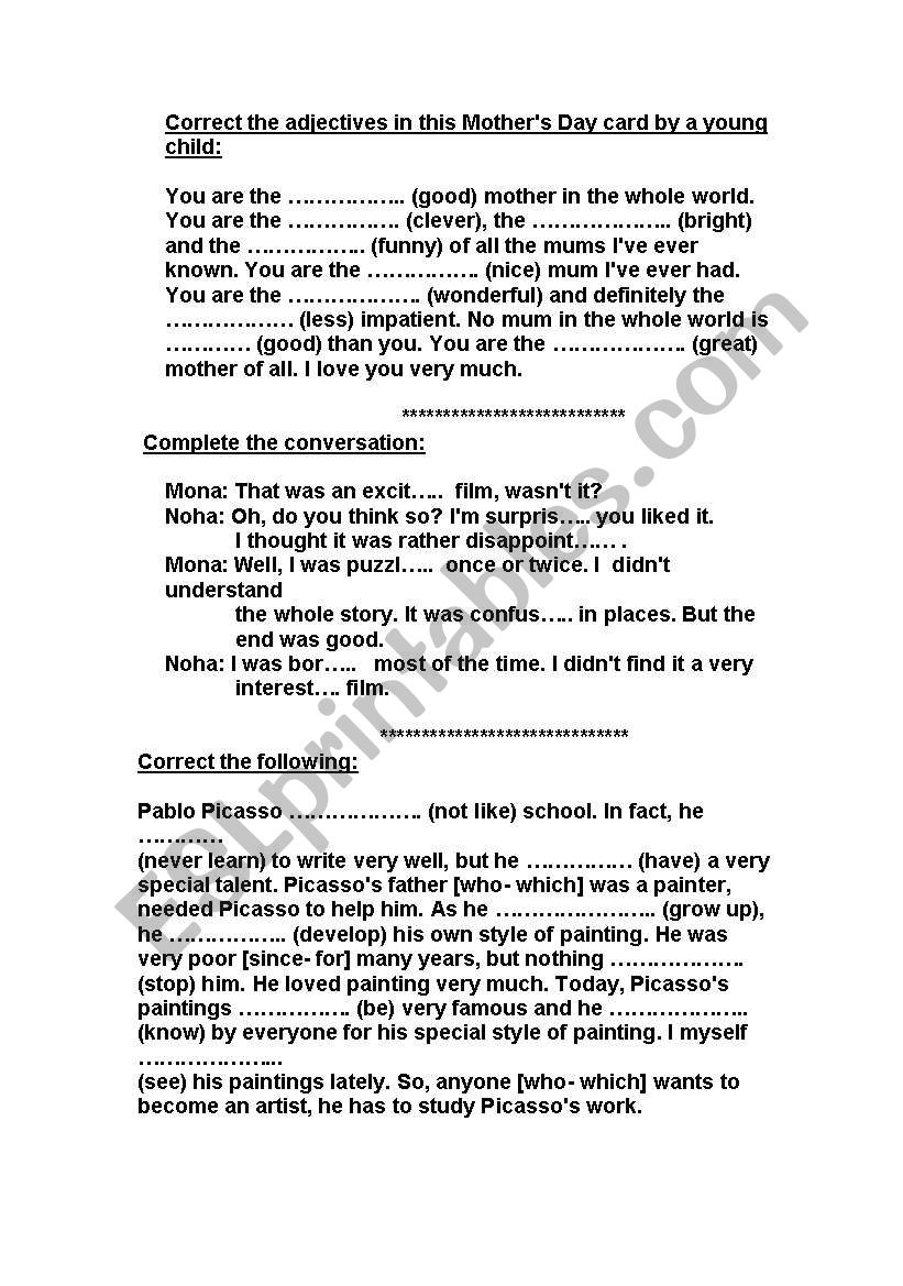 Adjectives  worksheet