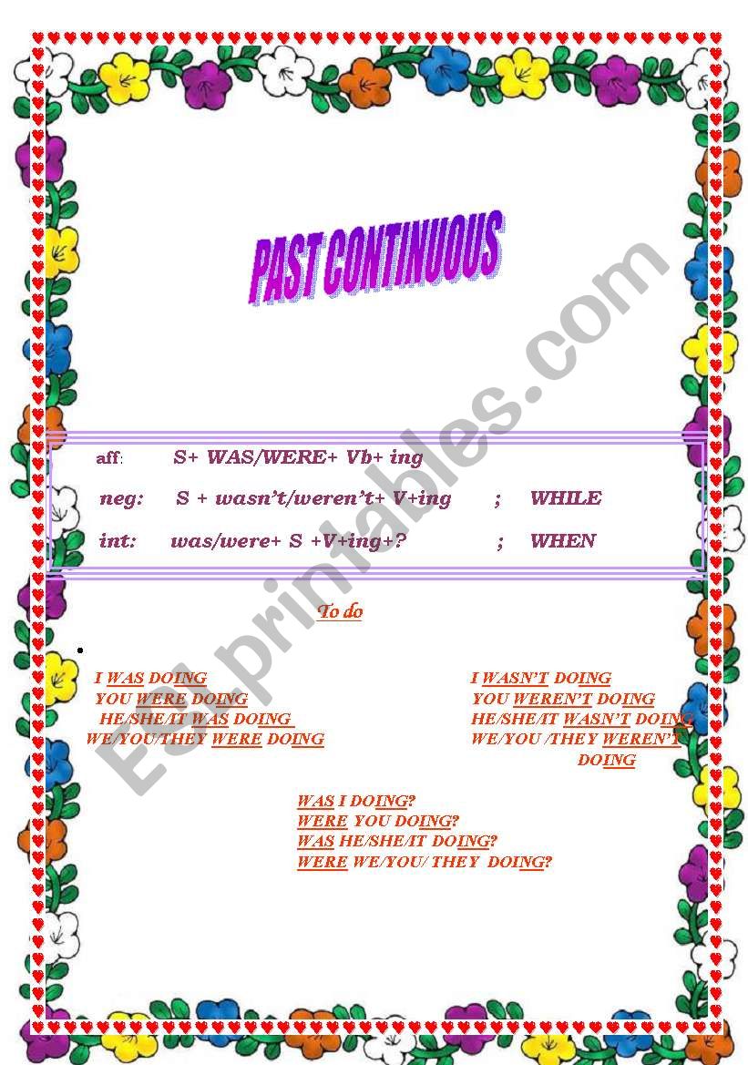 past continuous worksheet