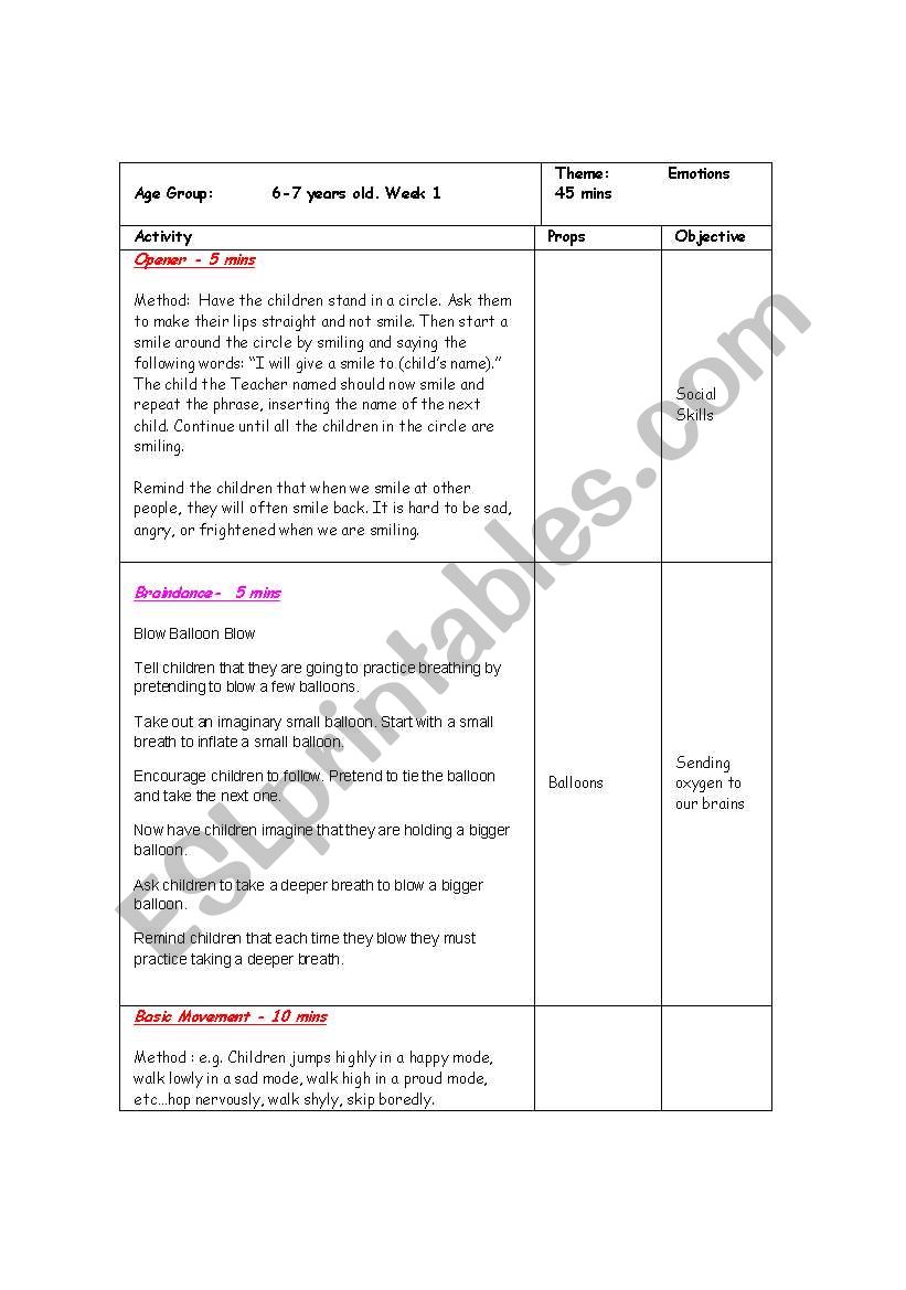 Music Movement  worksheet