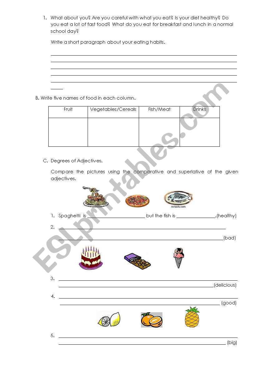 Food Test2 worksheet