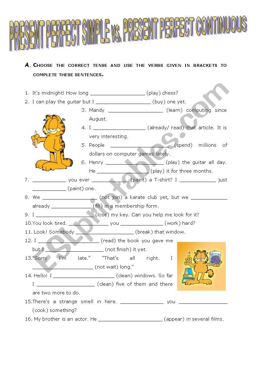 Present Perfect Simple Vs Present Perfect Continuous ESL Worksheet 