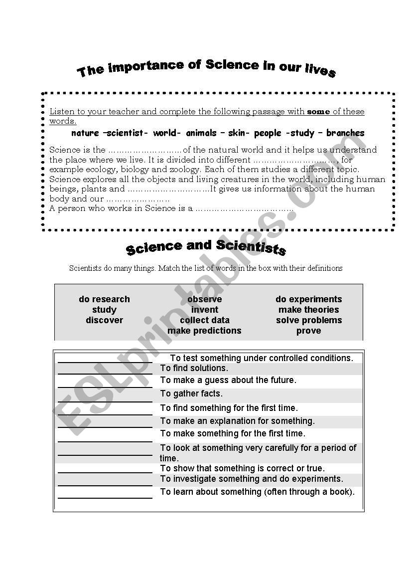 science worksheet