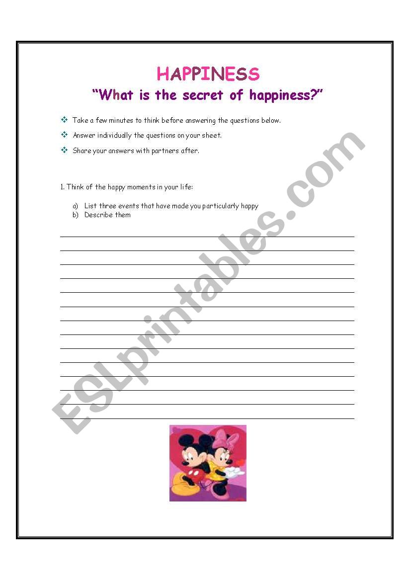 Happiness worksheet