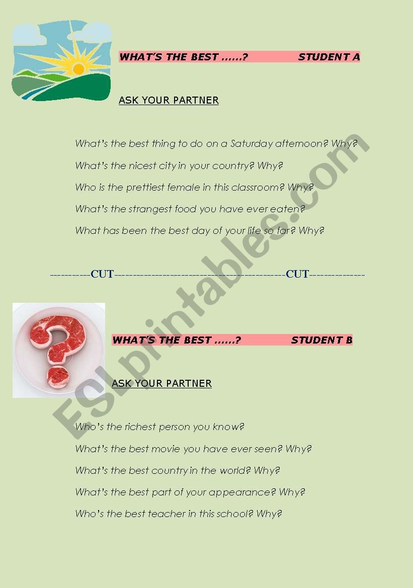 Revised Superlatives Warmer worksheet