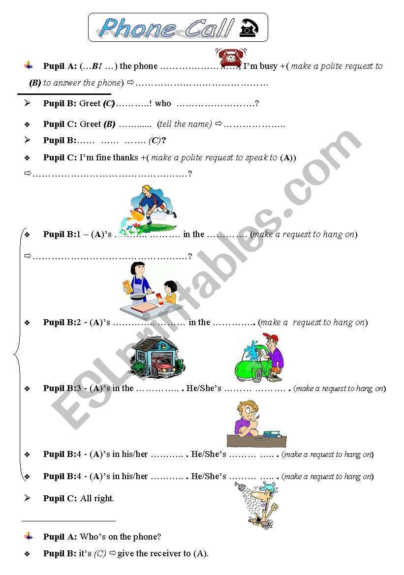 phone call worksheet