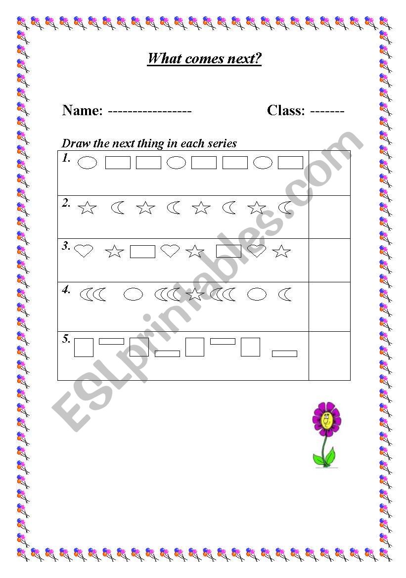 what comes next? worksheet