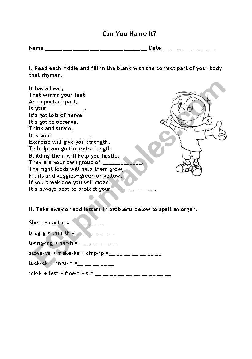 Can you name it? worksheet